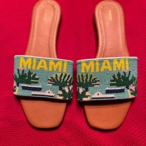 Maeve Miami Beaded Flats - Tan and Multicolor